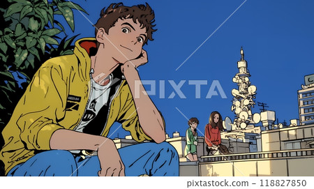 青少年晚上在街上閒逛 118827850