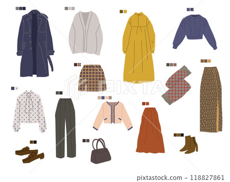 Adult autumn clothing illustration set 118827861