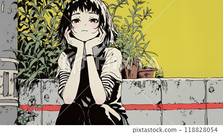 絕望:一個女孩感到焦慮和絕望 絕望:一個女孩感到焦慮和絕望 118828054