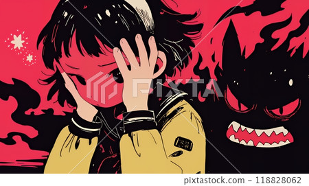 絕望：一個女孩感到焦慮和絕望 118828062