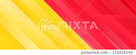Sport game contest footer design. Wide bright sporty versus banner concept for presentation, footer, header, poster, flyer. Abstract red and yellow diagonal gradient line background. Vector wallpaper 118828160