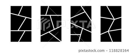 Image collage layout template set. Black mosaic mood board grid collection. 6 picture composition arrangement. Photo album or memory wall idea for banner, poster, mockup, flyer, brochure. Vector Image collage layout template set. Black mosaic mood board grid collection. 6 picture composition arrangement. Photo album or memory wall idea for banner, poster, mockup, flyer, brochure. Vector 118828164