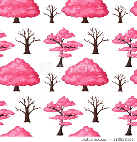 Seamless Pink Blossom Tree Pattern Seamless Pink Blossom Tree Pattern 118828196