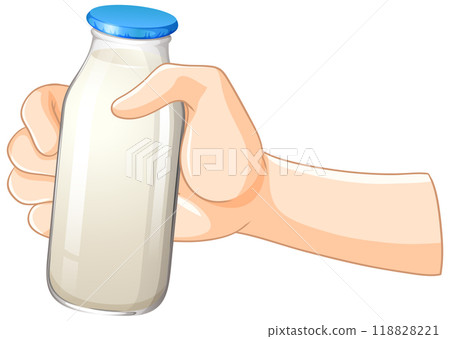 Hand Holding a Milk Bottle Hand Holding a Milk Bottle 118828221
