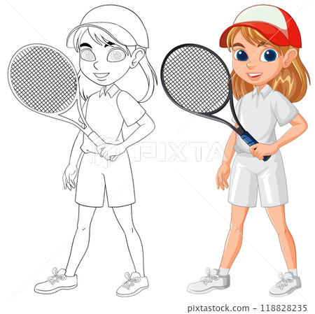 Young Tennis Player Illustration Young Tennis Player Illustration 118828235