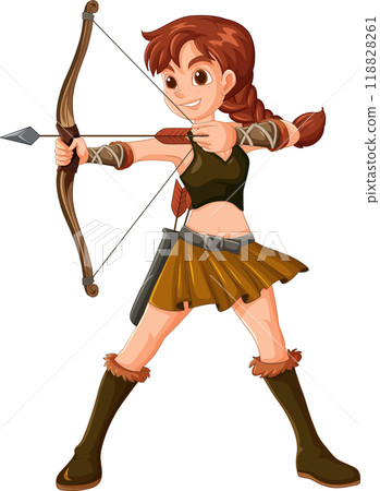 Female Archer Ready to Shoot 118828261