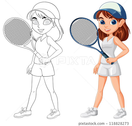 Female Tennis Player Illustration Female Tennis Player Illustration 118828273