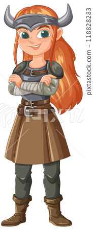 Confident Female Viking Warrior 118828283