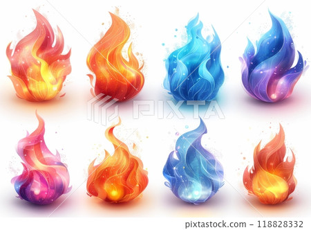 Colorful flames set 118828332