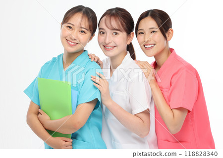 Medical staff, working people, nurses, white background Medical staff, working people, nurses, white background 118828340