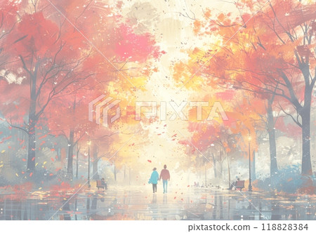 人們在秋季公園運動身體 118828384