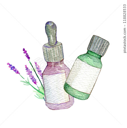 Aroma oil lavender watercolor illustration 118828533