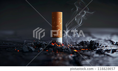Cigarettes discarded on the ground 118828657