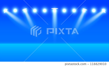 blue podium with spotlight for show with blue background 118829010