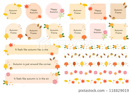 Autumn frame and line set illustration 118829019