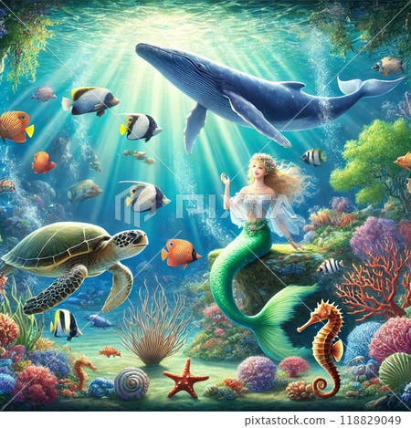 美人魚和海洋朋友 美人魚和海洋朋友 118829049