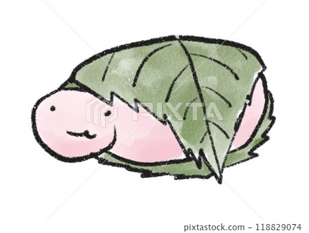 蛇變成櫻花麻糬的手繪插圖 蛇變成櫻花麻糬的手繪插圖 118829074