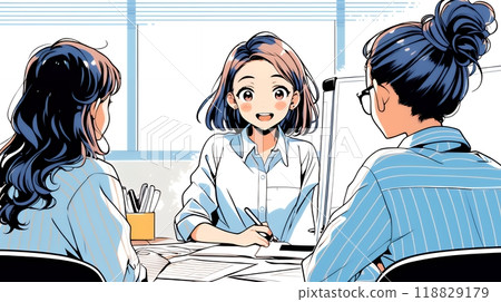 召開公司小組會議的婦女 118829179