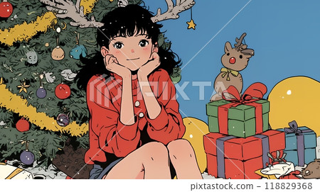 聖誕樹和女孩 118829368