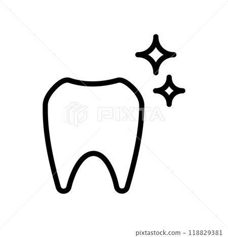 Tooth icon line drawing illustration 118829381