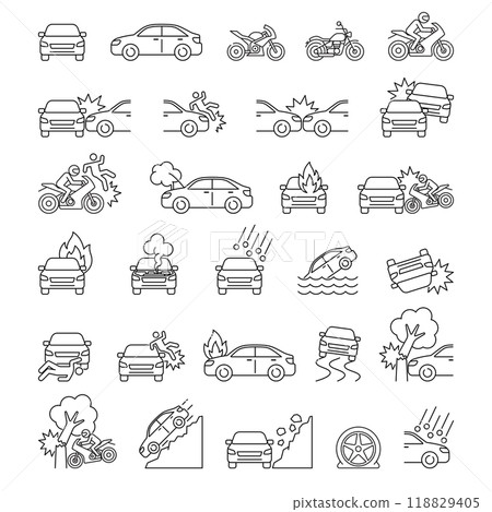 Car accident line icon Car accident line icon 118829405