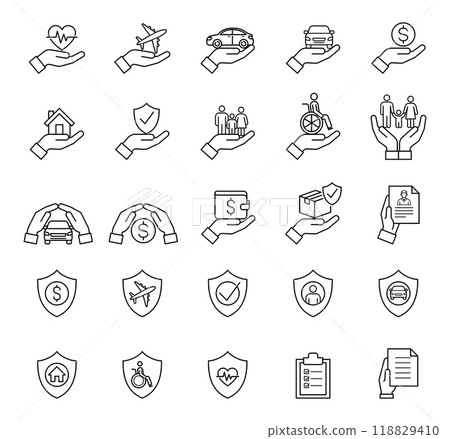 Insurance line icon set Insurance line icon set 118829410