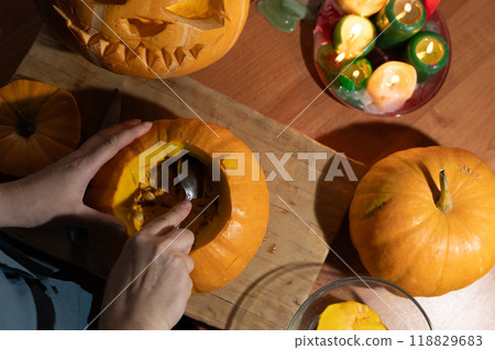 Prepare for a fun and spooky Halloween by getting ready for pumpkin carving activities Prepare for a fun and spooky Halloween by getting ready for pumpkin carving activities 118829683