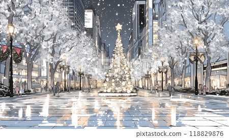 White Christmas city night 118829876