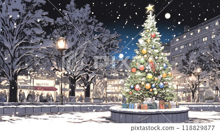 White Christmas city night 118829877