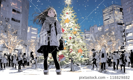 White Christmas city night 118829882