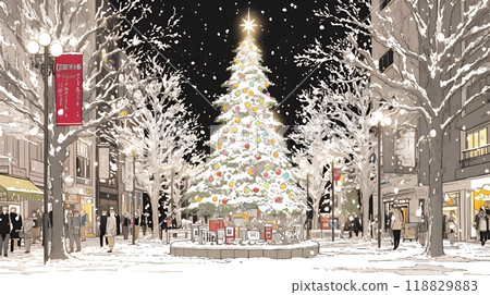 White Christmas city night 118829883