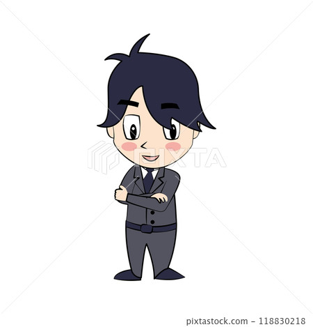 Cute cartoon of businessman which put on suit Cute cartoon of businessman which put on suit 118830218