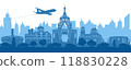 Bulgaria famous landmark silhouette style 118830228