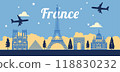 stars night of landmarks of france with silhouette design 118830232