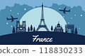 stars night of landmarks of france with silhouette design 118830233
