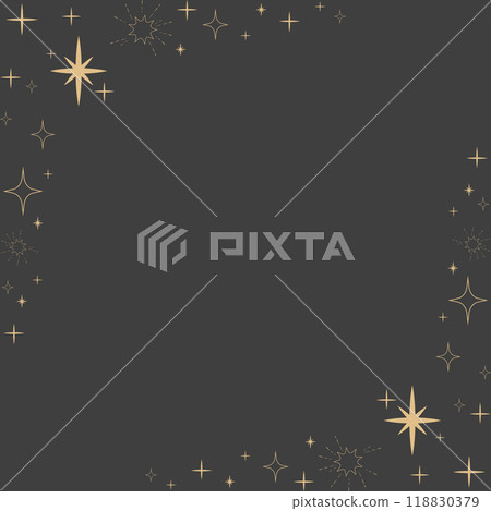 Golden celestial minimal esoteric corner frame, star border, mystyc linear decoration with dots, stars corners isolated on dark background. Geometric shape, tarrot Golden celestial minimal esoteric corner frame, star border, mystyc linear decoration with dots, stars corners isolated on dark background. Geometric shape, tarrot 118830379