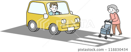 穿過人行道的高級女性和男性司機 118830434