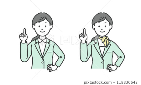 一位女商人指著的上半身插圖 118830642