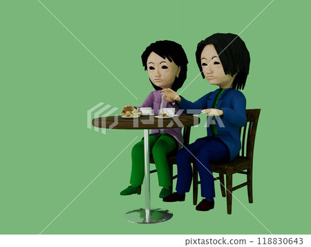 Healing scenery, coffee time, man and woman pouring and drinking coffee 118830643