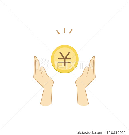 雙手拿著硬幣的彩色自然插圖 雙手拿著硬幣的彩色自然插圖 118830921