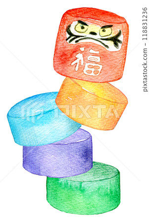 Watercolor illustration: Daruma Drop 118831236