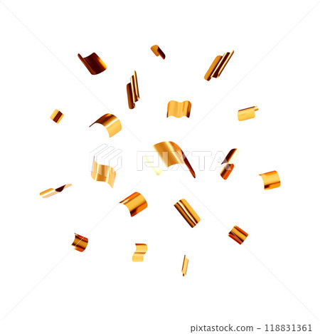 3D party gold confetti round isolated 118831361