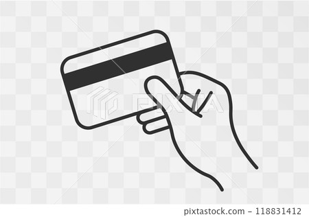 Contactless payment icons, credit card and hand tap pay wave.  Wireless NFC and contactless pay pass icons set. Vector illustration image. Isolated on background. 118831412