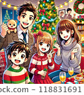 A child who had a Christmas party with his family and received a gift 118831691