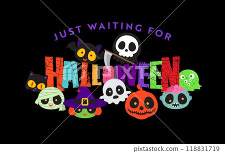 Halloween greeting banner funny spooky celebration 118831719