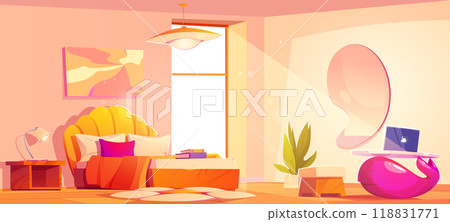 Home bedroom interior. House room inside vector Home bedroom interior. House room inside vector 118831771