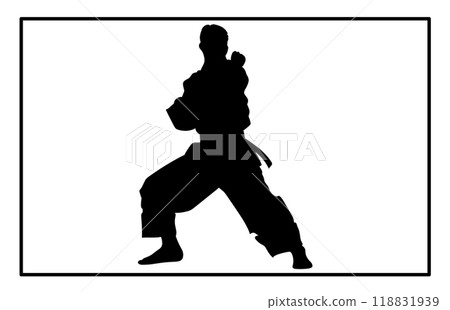 Silhouette of Pencak Silat Athlete in action, silhouettes of martial arts pencak silat with different action pose. Silhouette of Pencak Silat Athlete in action, silhouettes of martial arts pencak silat with different action pose. 118831939
