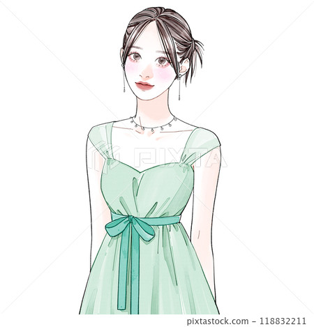 穿著綠色衣服的女人 118832211