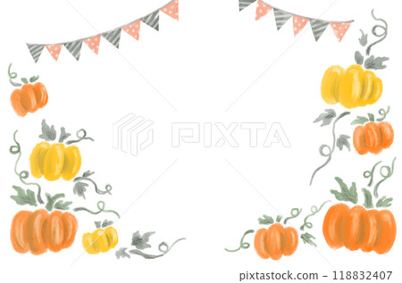 Cute Halloween image background illustration of pumpkins and garlands 118832407