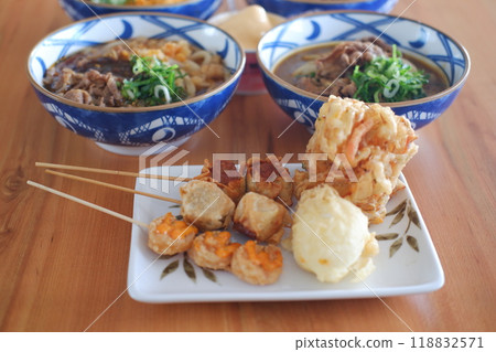 japanese food on wood background japanese food on wood background 118832571